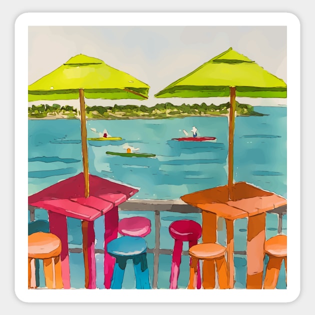 Key West Florida Umbrellas - WelshDesigns Sticker by WelshDesigns